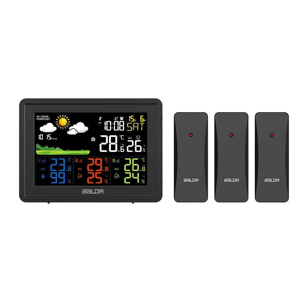 ZNTS WIRELESS COLOR WEATHER STATION WITH 3 REMOTE SENSORS 27554962