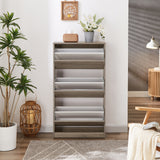 ZNTS [New Design] Three-tier wooden shoe cabinet for storing 18-20 pairs of shoes-Grey W2272140313