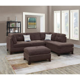 ZNTS Chenille Reversible Sectional Sofa with Ottoamn in Dark Coffee B01682329