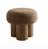 ZNTS W8017-1 Mushroom stool, brown lamb wool seat, barrel PVC pipe with walnut veneer W2085129974