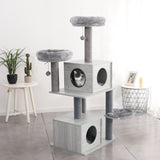 ZNTS Medium Cat Tree Activity Center With Multi Platforms, Cat Play Tower Wooden Cat Tree With 30444494