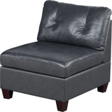 ZNTS Contemporary Genuine Leather 1pc Armless Chair Black Color Tufted Seat Living Room Furniture B01156170