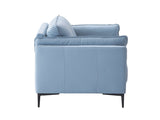 ZNTS ACME Mesut Loveseat, Light Blue Top Grain Leather & Black Finish LV02388