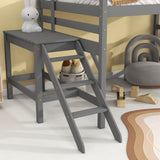 ZNTS Full Loft Bed with Platform,ladder,Grey W50482278