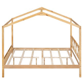 ZNTS Full Size Wood House Bed with Storage Space, Natural WF294192AAM