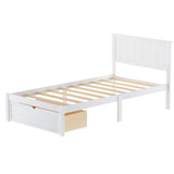 ZNTS Twin Size Platform Bed with Under-bed Drawer, White WF196529AAK