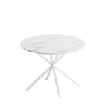 ZNTS 42.13'' Modern Cross Leg Round Dining Table, White Marble Top Occasional Table, Two Piece Removable W757140952