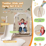 ZNTS Toddler Slide and Swing Set 3 in 1, Kids Playground Climber Swing Playset with Basketball Hoops PP322877AAE