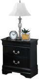 ZNTS 1pc Black Finish Two Drawers Louis Philip Nightstand Solid Wood Contemporary & Simple Style B01181970