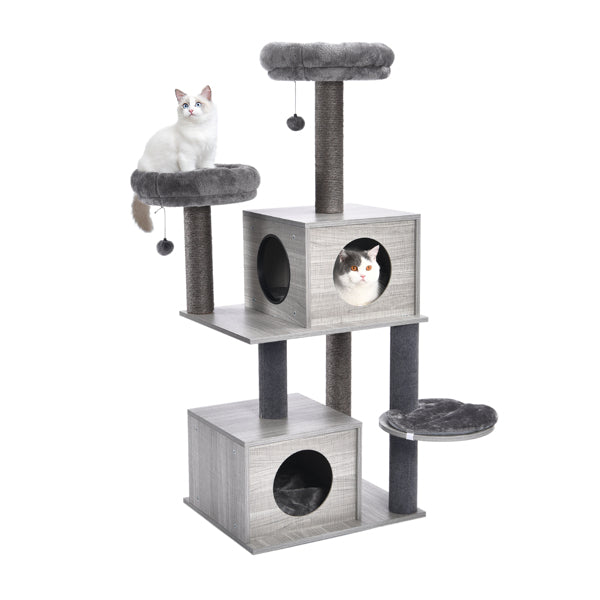 ZNTS Cat Tree Modern Cat Tower with 2 Super Large Condo, Sturdy Scratching Posts, and Removable Soft 61499052