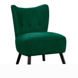 ZNTS Unique Style Green Velvet Covering Accent Chair Button-Tufted Back Brown Finish Wood Legs Modern B01143824