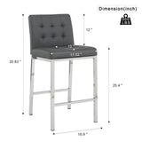 ZNTS Modern Design High Counter Stool Electroplated leg Kitchen Restaurant grey pu Bar Chair W210123599