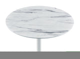 ZNTS Orbit End Table with Height Adjustable White Marble Textured Top B061103282