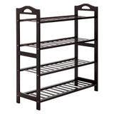 ZNTS Concise 12-Batten 4 Tiers Bamboo Shoe Rack Coffee 55358061