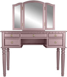 ZNTS Bedroom Contemporary Vanity Set w Foldable Mirror Stool Drawers Rose Gold Color HS00F4060-ID-AHD