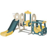 ZNTS Kids Swing-N-Slide with Bus Play Structure, Freestanding Bus Toy with&Swing for Toddlers, Bus PP299290AAL