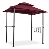 ZNTS Outdoor Grill Gazebo 8 x 5 Ft, Shelter Tent, Double Tier Soft Top Canopy Steel Frame with hook W41918150