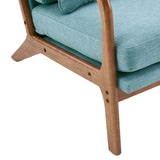 ZNTS High Back Solid Wood Armrest Backrest Iron Frame Linen Indoor Leisure Chair Teal 05799351