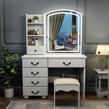 ZNTS Fashion Vanity Desk with Mirror and Lights for Makeup, Vanity Mirror with Lights and Table Set with W509120067