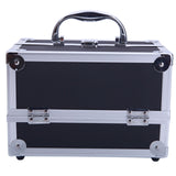 ZNTS SM-2176 Aluminum Makeup Train Case Jewelry Box Cosmetic Organizer with Mirror 9"x6"x6" Black 12276436