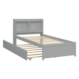 ZNTS Twin Bed with Trundle,Bookcase,Grey W50440495