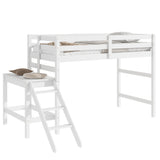 ZNTS Twin Loft Bed with Platform, ladder,White W50482276