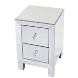 ZNTS Mirror Two Drawer Bedside Table Silver 23069824