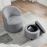 ZNTS [Video] Welike Swivel barrel chair, living room swivel chair with round storage chair, 360 &deg; swivel W83489919