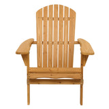 ZNTS Folding Wooden Adirondack Lounger Chair with Natural Finish 76254786