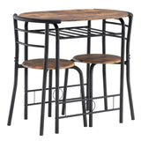 ZNTS Fire Wood PVC Black Paint Breakfast Table for Couples with Curved Back 37100463