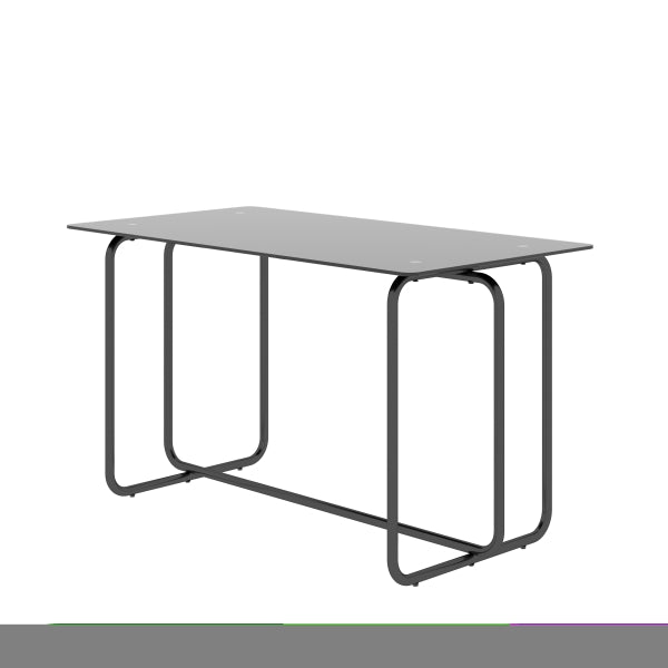 ZNTS 1-piece Rectangle Dining Table with Metal Frame, Tempered Glass Dining Table for Kitchen Room, Black W24166475