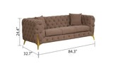 ZNTS Contempo Modern Style Buckle Fabric Sofa Made with Wood in Brown B009139145