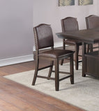 ZNTS Classic Design Rustic Espresso Finish Faux Leather Set of 2pc High Chairs Dining Room Furniture B011P160104
