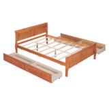 ZNTS Full Size Wood Platform Bed with 4 Drawers and Streamlined Headboard & Footboard, Oak WF308631AAD