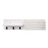 ZNTS Wall Shelf and Mail Holder with 3 Hooks, 24-Inch by 6-Inch, White 06784289