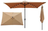 ZNTS 10 x 6.5t Rectangular Patio Solar LED Lighted Outdoor Market Umbrellas with Crank & Push Button Tilt W65627953