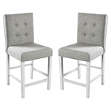 ZNTS Set of 2pc Counter Height Dining Chairs Antique White Solid wood Dining Room Furniture Tufted Back B011108519