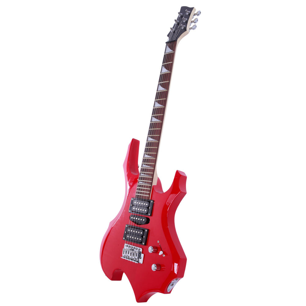 ZNTS Novice Flame Shaped Electric Guitar HSH Pickup Bag Strap Paddle Rocker Cable Wrench Tool Red 29570435