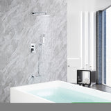ZNTS Rainfall 10 inch System Bathroom Luxury Rain Mixer Silver Combo Set Wall Mounted D93103CP
