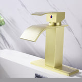 ZNTS Waterfall Spout Bathroom Faucet,Single Handle Bathroom Vanity Sink Faucet TH1501BG