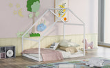 ZNTS Full Size Wooden House Bed, White WF199746AAK