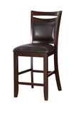 ZNTS Set of 2 Counter Height Chairs Brown Color wood finish Mid-Century Modern Padded Faux Leather Seat B01180520