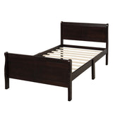 ZNTS Wood Platform Bed Twin Bed Frame Mattress Foundation Sleigh Bed with Headboard/Footboard/Wood Slat WF192439AAP