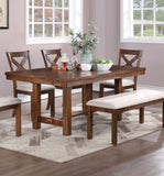 ZNTS Natural Brown Finish Solid wood 1pc Dining Table Wooden Contemporary Style Kitchen Dining Room B01181965