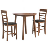 ZNTS 3PCS Retro Round Counter Height Drop-Leaf Table with 2 Upholstered Chairs Rubber wood Dining Table W69177441