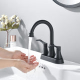 ZNTS 2 Handles Bathroom Sink Faucet, Matte Black 3 Hole Centerset RV Bathroom Faucets, with Stainless 97975591