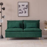 ZNTS Modern Armless Loveseat Couch,Armless Settee Bench, Emerald Cotton Linen-59.8'' W848137237