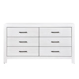 ZNTS Modern White Finish 1pc Dresser of 6x Drawers Black Hardware Wooden Bedroom Furniture B011P146408