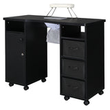 ZNTS MDF Double Cabinet 3 Drawers 1 Door With Fan Manicure Table Black 33888611