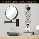 ZNTS 8 Inch Wall-Mounted Makeup Mirror, Double Sided 1x/10x Magnifying Makeup Mirror, 3 Colour Lights W1627133573